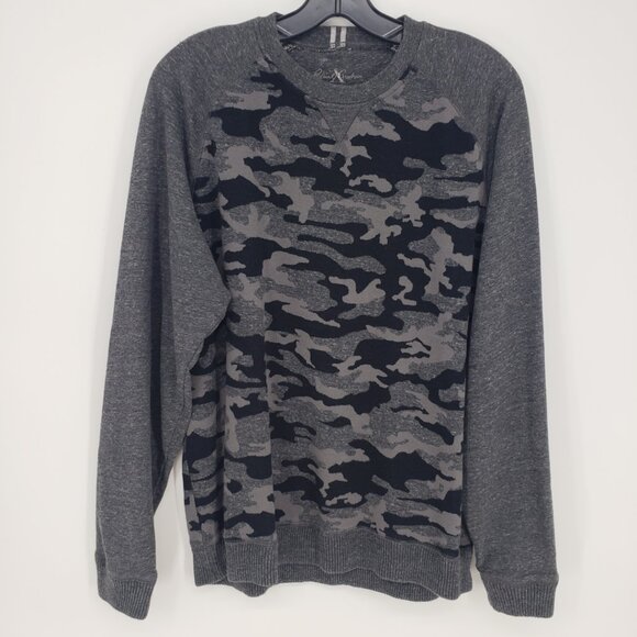 Robert Graham Mooers Camo Pullover Sweatshirt L Mens Crew Neck Cotton Gray Black - Picture 3 of 12